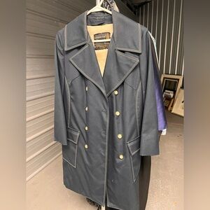 London Fog vintage Women’s Navy Double-Breasted Coat with removable fur lining